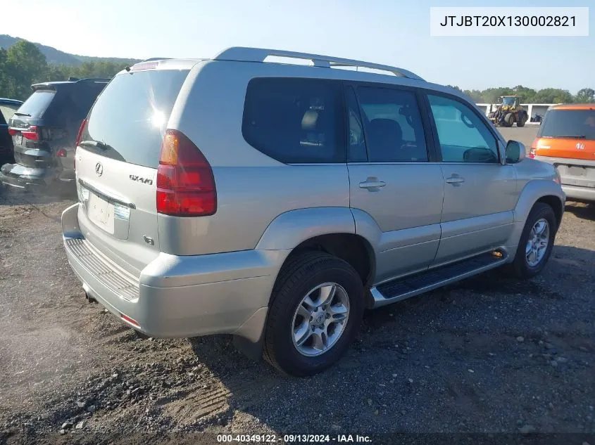 2003 Lexus Gx 470 VIN: JTJBT20X130002821 Lot: 40349122