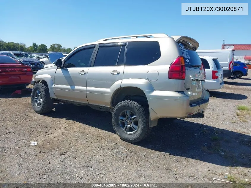 2003 Lexus Gx 470 VIN: JTJBT20X730020871 Lot: 40462809