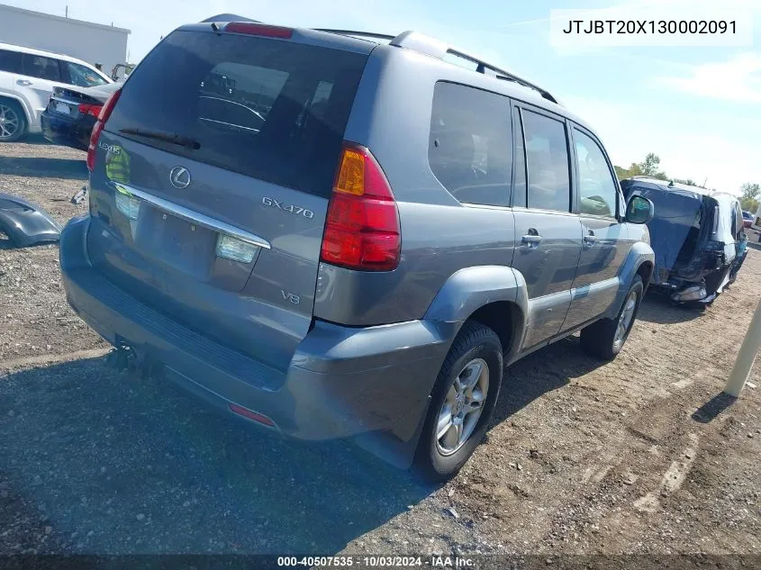 2003 Lexus Gx 470 VIN: JTJBT20X130002091 Lot: 40507535