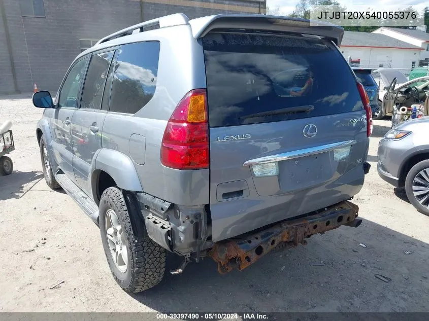 2004 Lexus Gx 470 VIN: JTJBT20X540055376 Lot: 39397490