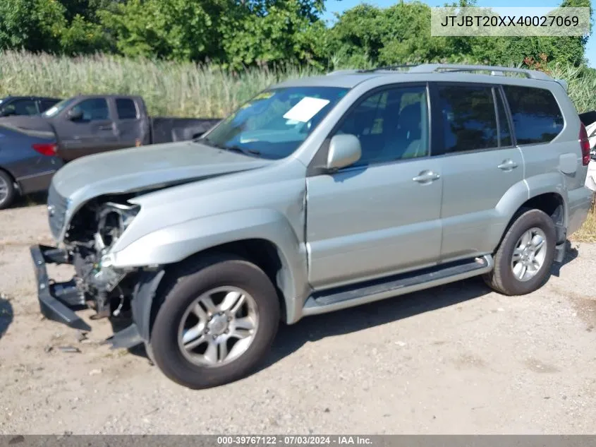 2004 Lexus Gx 470 VIN: JTJBT20XX40027069 Lot: 39767122