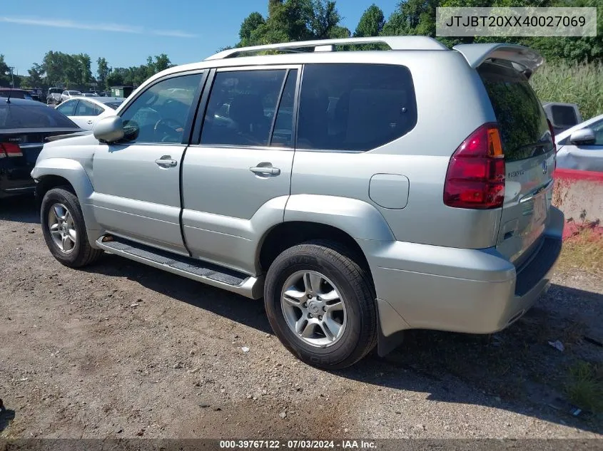 2004 Lexus Gx 470 VIN: JTJBT20XX40027069 Lot: 39767122