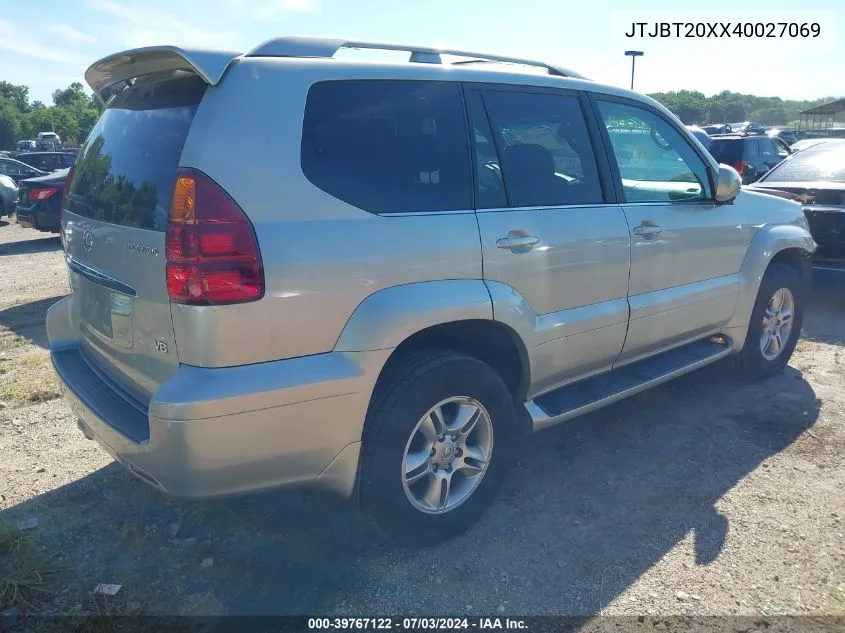 2004 Lexus Gx 470 VIN: JTJBT20XX40027069 Lot: 39767122