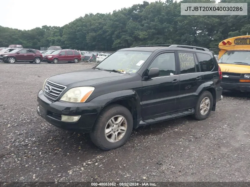 2004 Lexus Gx 470 VIN: JTJBT20X040030286 Lot: 40053862