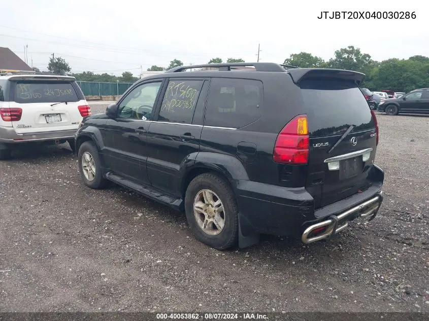 2004 Lexus Gx 470 VIN: JTJBT20X040030286 Lot: 40053862