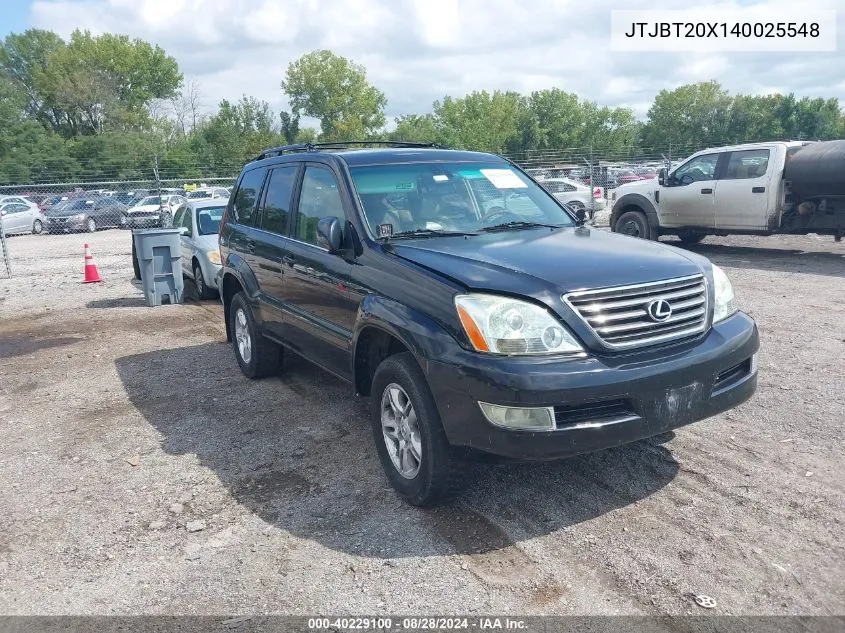 2004 Lexus Gx 470 VIN: JTJBT20X140025548 Lot: 40229100