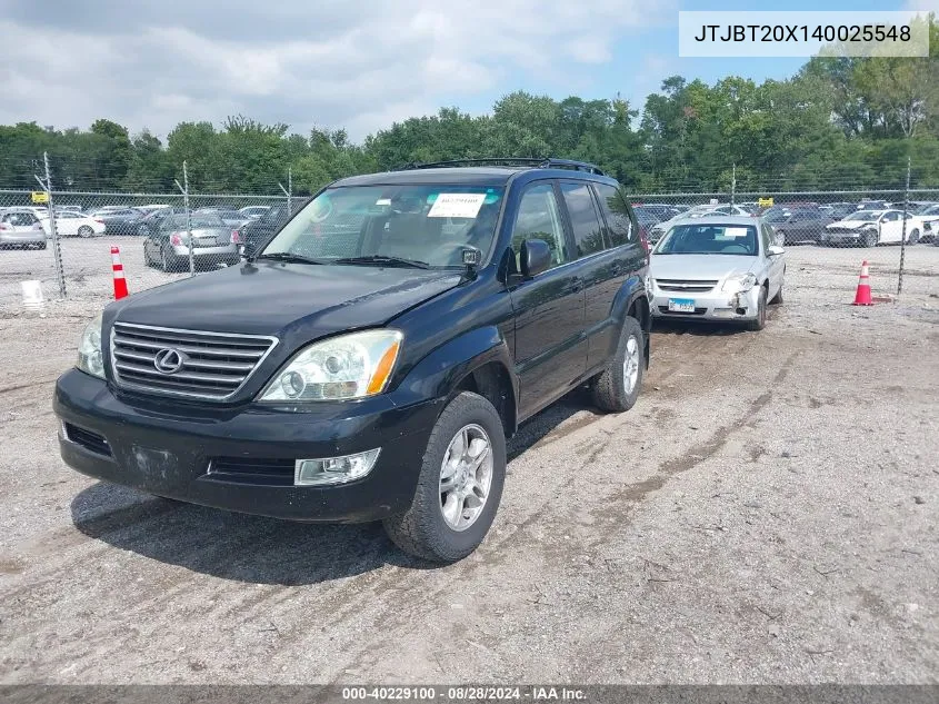 2004 Lexus Gx 470 VIN: JTJBT20X140025548 Lot: 40229100