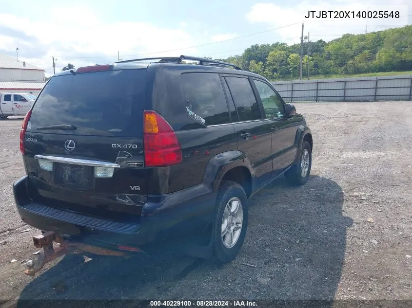 2004 Lexus Gx 470 VIN: JTJBT20X140025548 Lot: 40229100