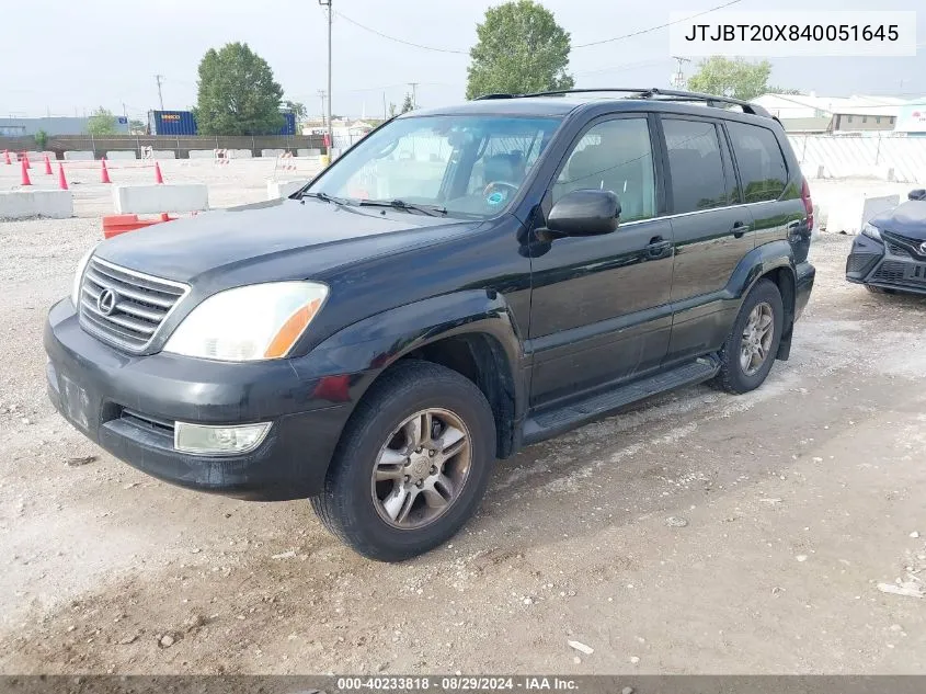 2004 Lexus Gx 470 VIN: JTJBT20X840051645 Lot: 40233818