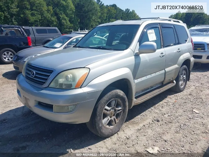 2004 Lexus Gx 470 VIN: JTJBT20X740068520 Lot: 40264622