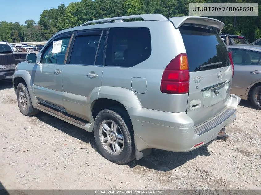 2004 Lexus Gx 470 VIN: JTJBT20X740068520 Lot: 40264622