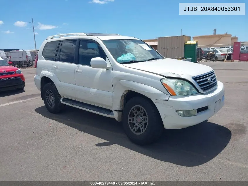 2004 Lexus Gx 470 VIN: JTJBT20X840053301 Lot: 40279440