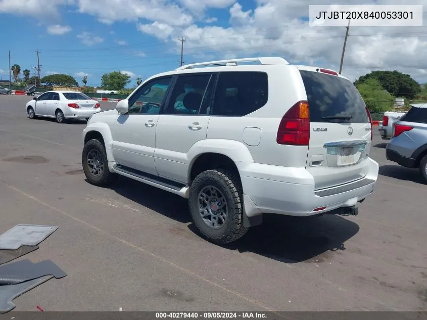 2004 Lexus Gx 470 VIN: JTJBT20X840053301 Lot: 40279440