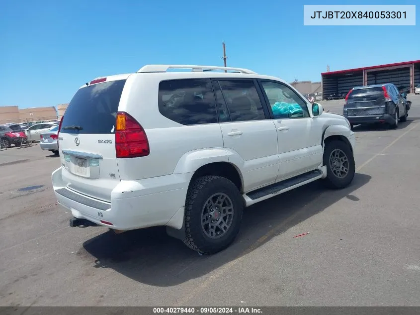 2004 Lexus Gx 470 VIN: JTJBT20X840053301 Lot: 40279440