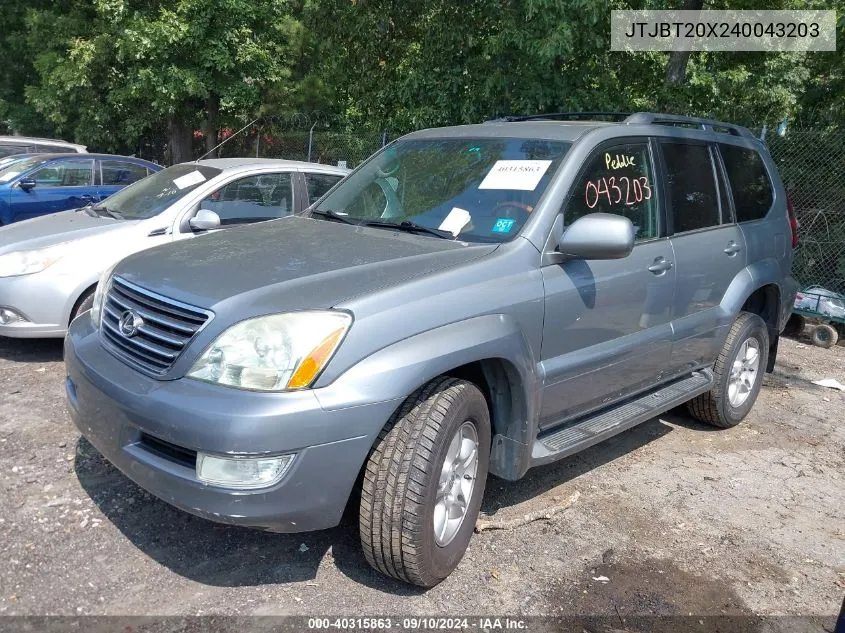 2004 Lexus Gx 470 470 VIN: JTJBT20X240043203 Lot: 40315863