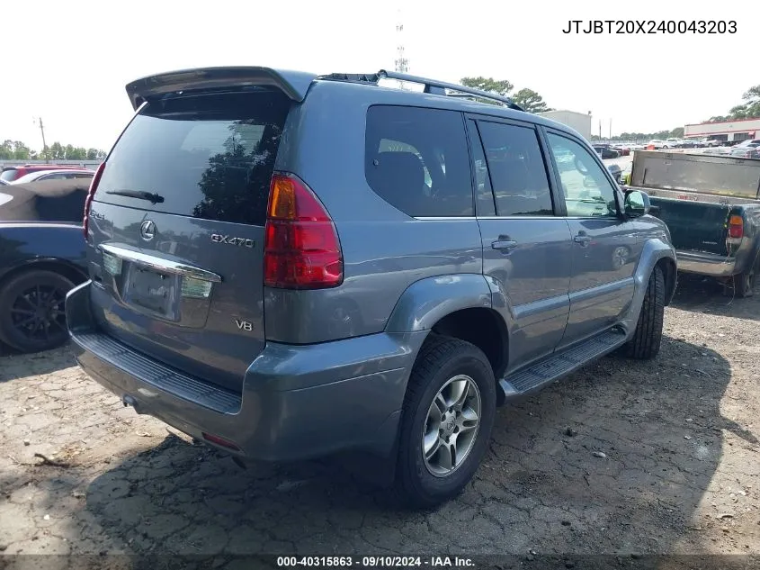 2004 Lexus Gx 470 470 VIN: JTJBT20X240043203 Lot: 40315863