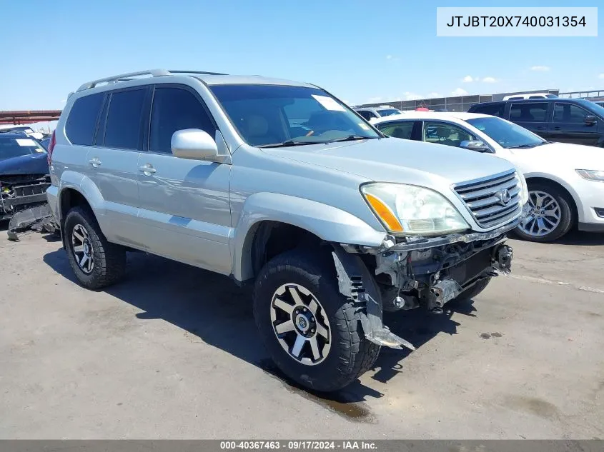 2004 Lexus Gx 470 VIN: JTJBT20X740031354 Lot: 40367463