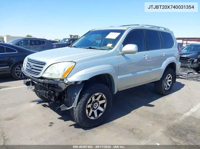 2004 Lexus Gx 470 VIN: JTJBT20X740031354 Lot: 40367463