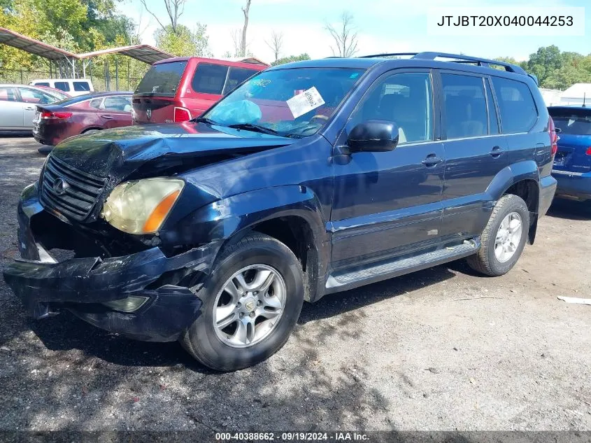 2004 Lexus Gx 470 VIN: JTJBT20X040044253 Lot: 40388662