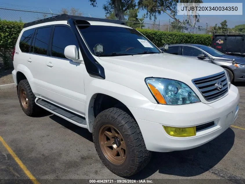 2004 Lexus Gx 470 470 VIN: JTJBT20X340034350 Lot: 40429721