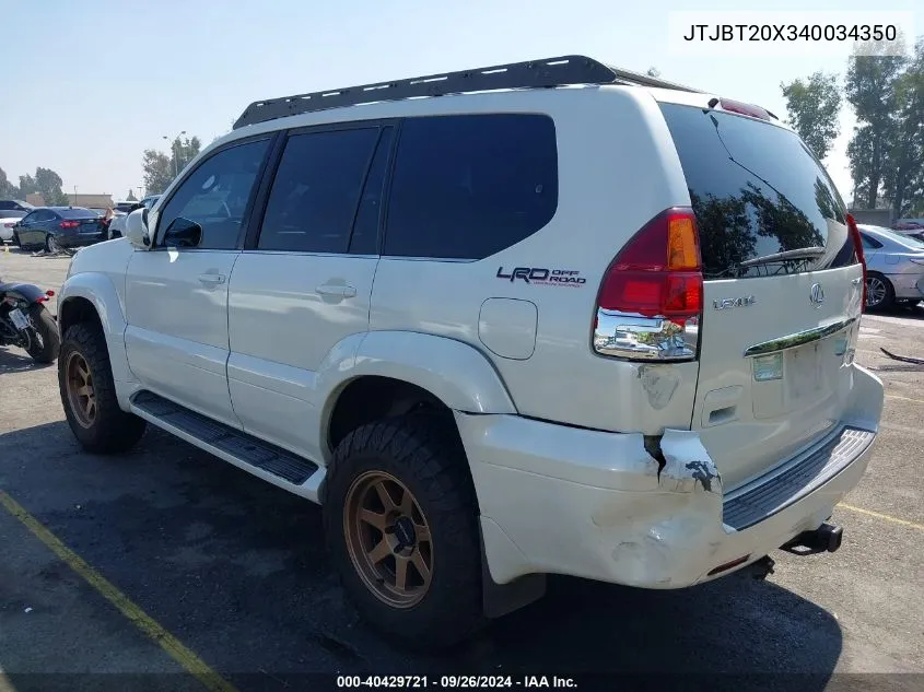 2004 Lexus Gx 470 470 VIN: JTJBT20X340034350 Lot: 40429721