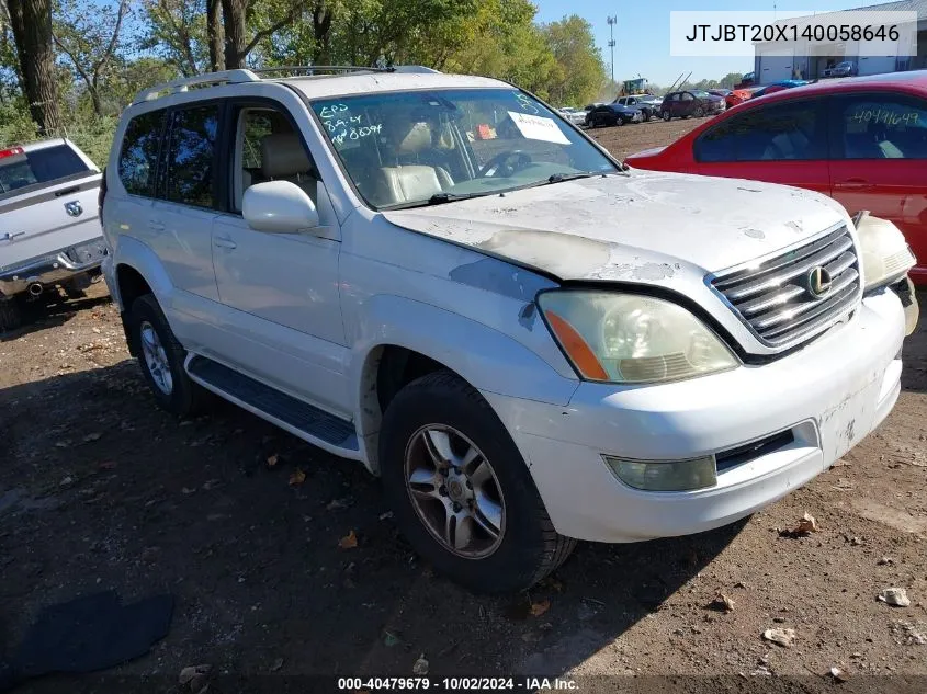 2004 Lexus Gx 470 VIN: JTJBT20X140058646 Lot: 40479679