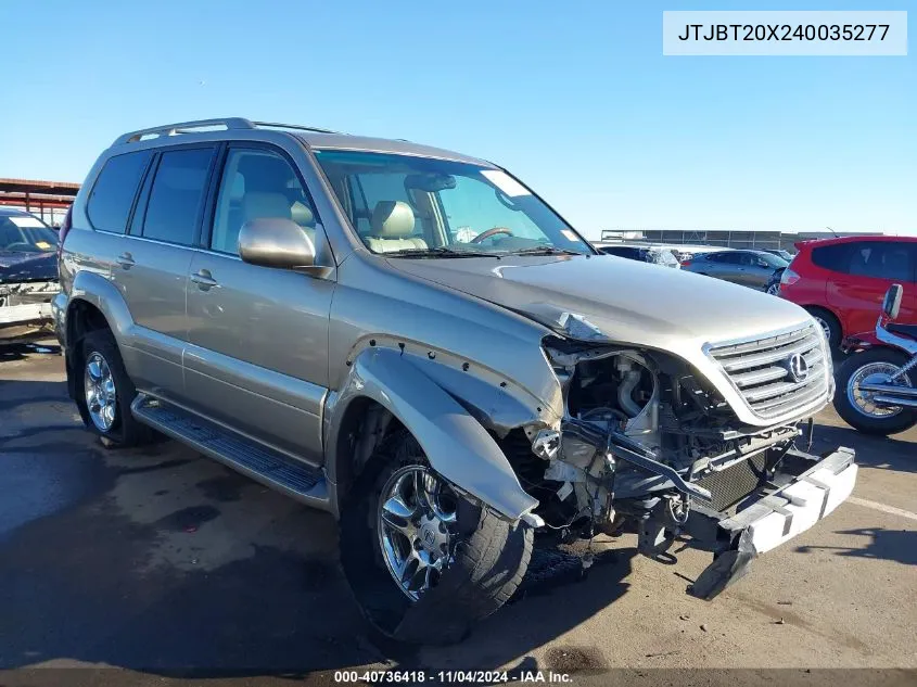 2004 Lexus Gx 470 VIN: JTJBT20X240035277 Lot: 40736418