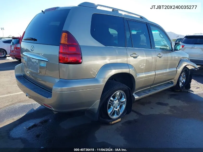 2004 Lexus Gx 470 VIN: JTJBT20X240035277 Lot: 40736418