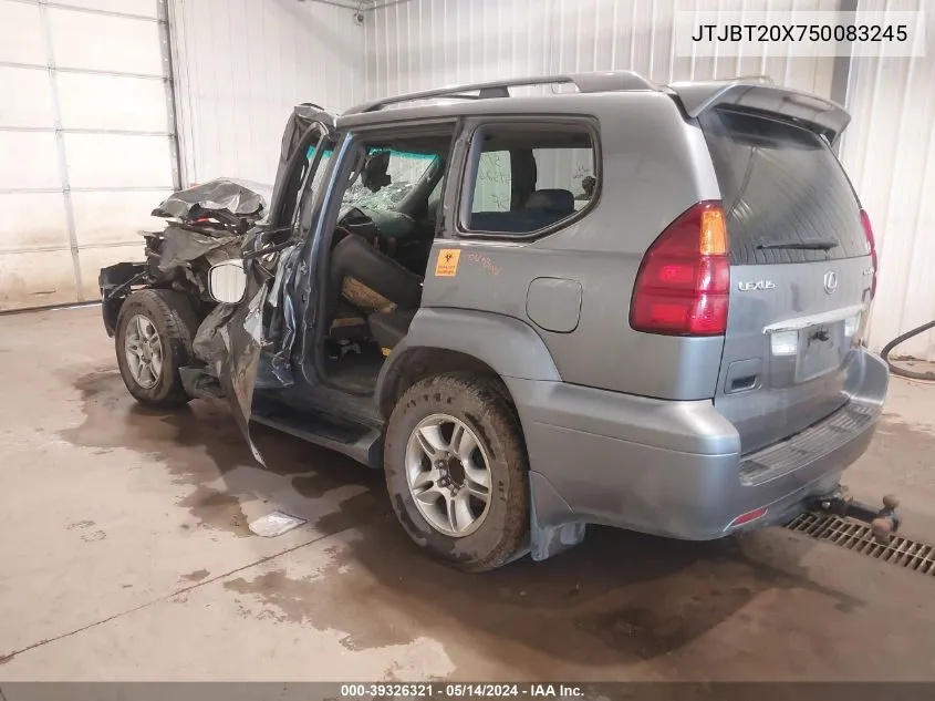 2005 Lexus Gx 470 VIN: JTJBT20X750083245 Lot: 39326321