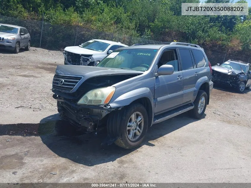 2005 Lexus Gx 470 VIN: JTJBT20X350088202 Lot: 39841241