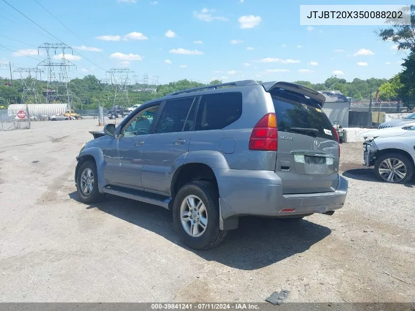 2005 Lexus Gx 470 VIN: JTJBT20X350088202 Lot: 39841241