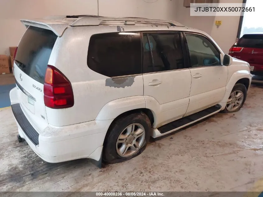 2005 Lexus Gx 470 VIN: JTJBT20XX50072661 Lot: 40008236