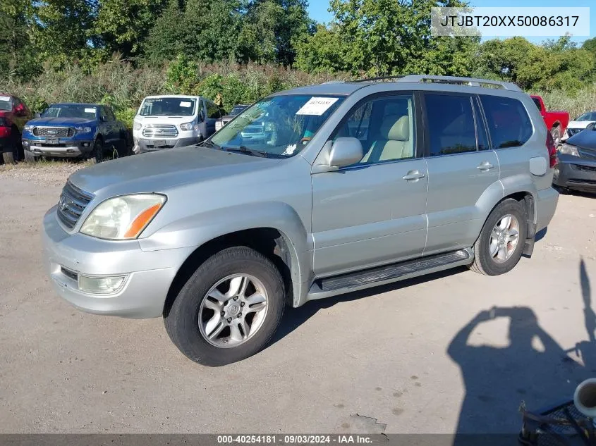 2005 Lexus Gx 470 VIN: JTJBT20XX50086317 Lot: 40254181