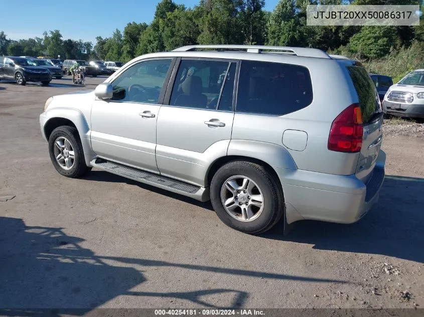 2005 Lexus Gx 470 VIN: JTJBT20XX50086317 Lot: 40254181