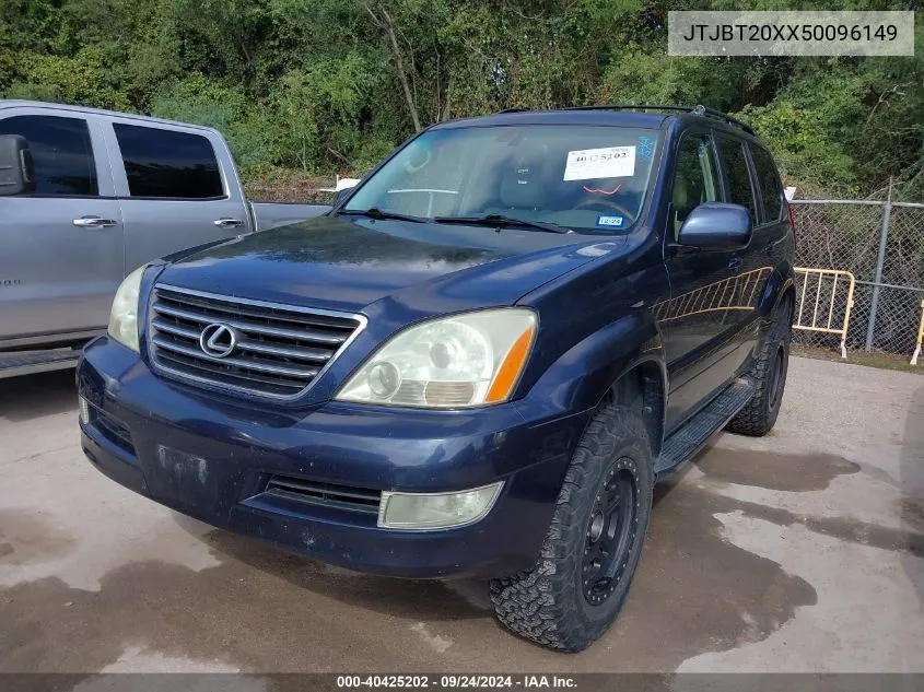 2005 Lexus Gx 470 VIN: JTJBT20XX50096149 Lot: 40425202