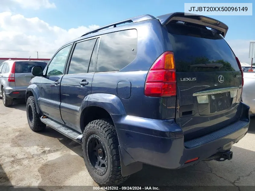 2005 Lexus Gx 470 VIN: JTJBT20XX50096149 Lot: 40425202