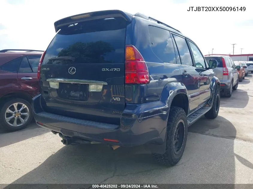 2005 Lexus Gx 470 VIN: JTJBT20XX50096149 Lot: 40425202