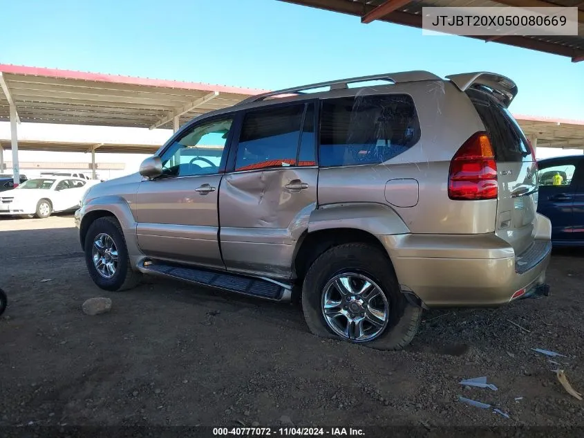 2005 Lexus Gx 470 VIN: JTJBT20X050080669 Lot: 40777072