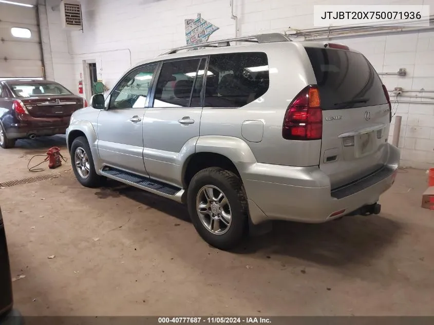 2005 Lexus Gx 470 VIN: JTJBT20X750071936 Lot: 40777687