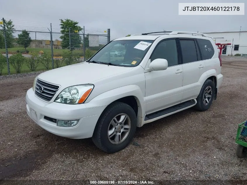 2006 Lexus Gx 470 VIN: JTJBT20X460122178 Lot: 39685198