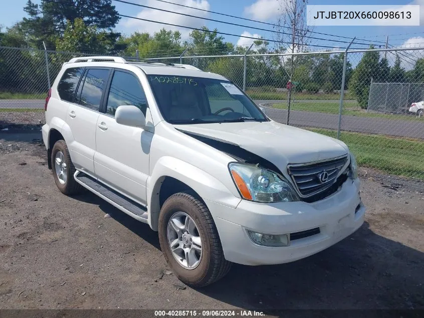 2006 Lexus Gx 470 VIN: JTJBT20X660098613 Lot: 40285715