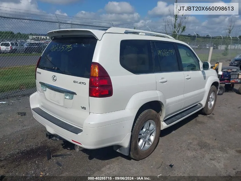 2006 Lexus Gx 470 VIN: JTJBT20X660098613 Lot: 40285715