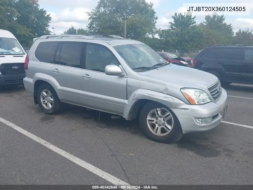 2006 Lexus Gx 470 VIN: JTJBT20X360124505 Lot: 40342648