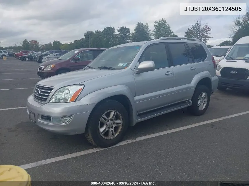 2006 Lexus Gx 470 VIN: JTJBT20X360124505 Lot: 40342648