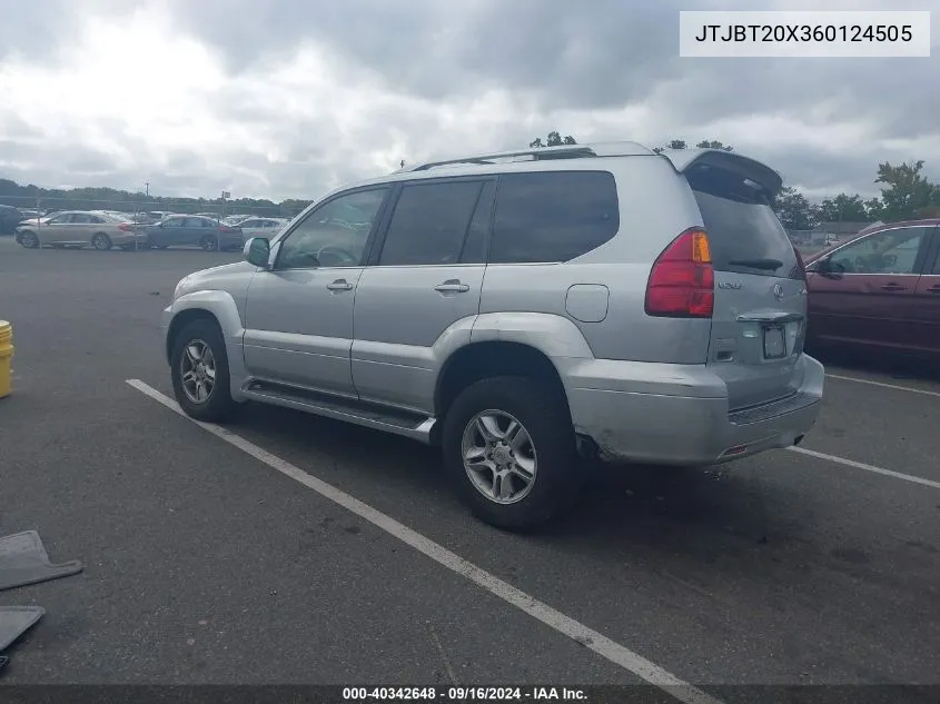 2006 Lexus Gx 470 VIN: JTJBT20X360124505 Lot: 40342648