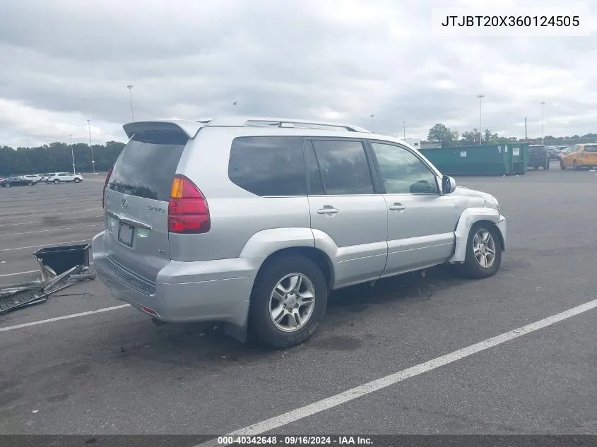 2006 Lexus Gx 470 VIN: JTJBT20X360124505 Lot: 40342648