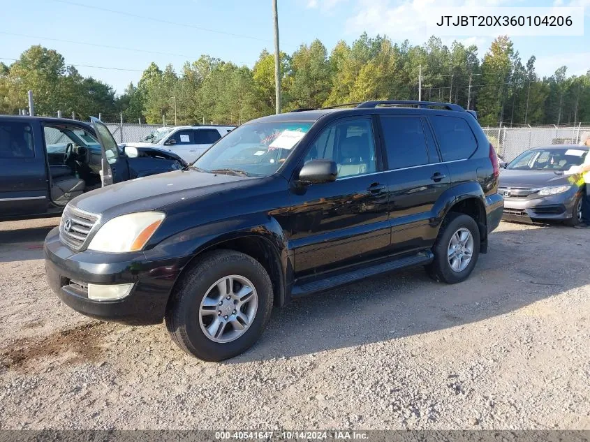 2006 Lexus Gx 470 470 VIN: JTJBT20X360104206 Lot: 40541647