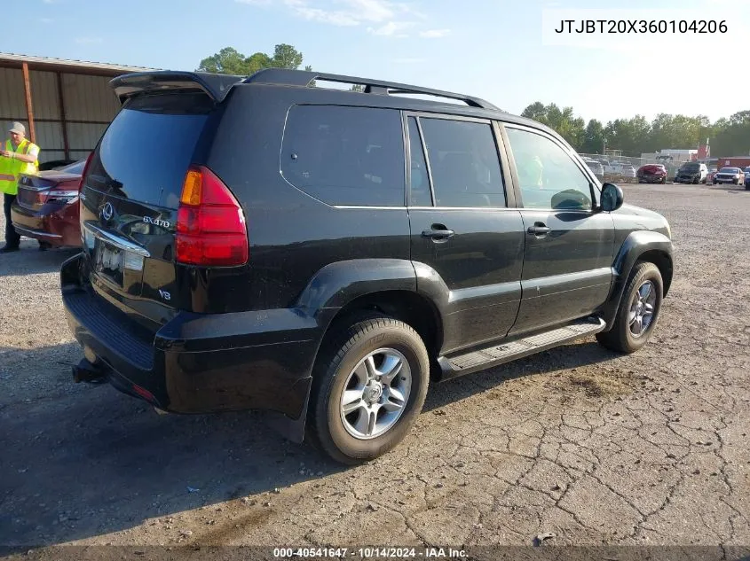 2006 Lexus Gx 470 470 VIN: JTJBT20X360104206 Lot: 40541647