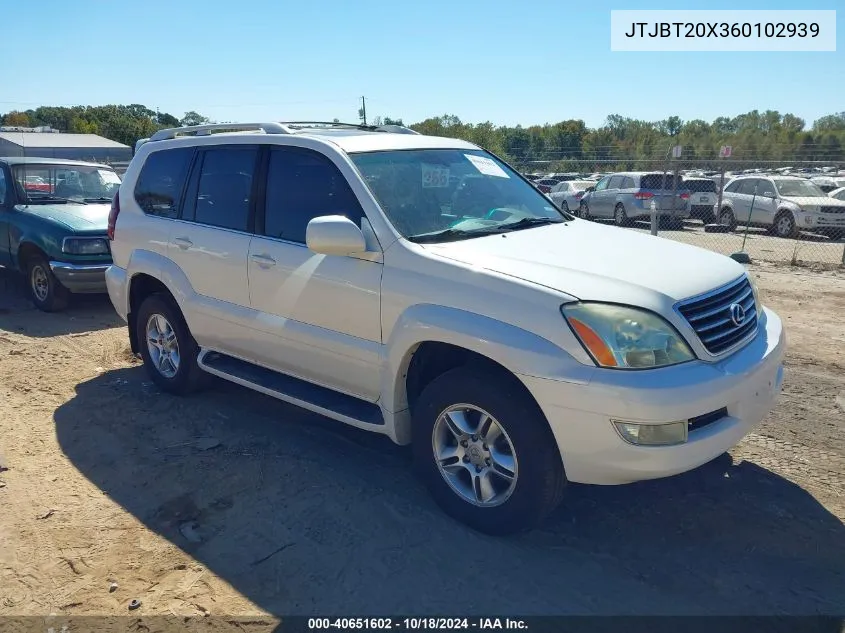 2006 Lexus Gx 470 VIN: JTJBT20X360102939 Lot: 40651602