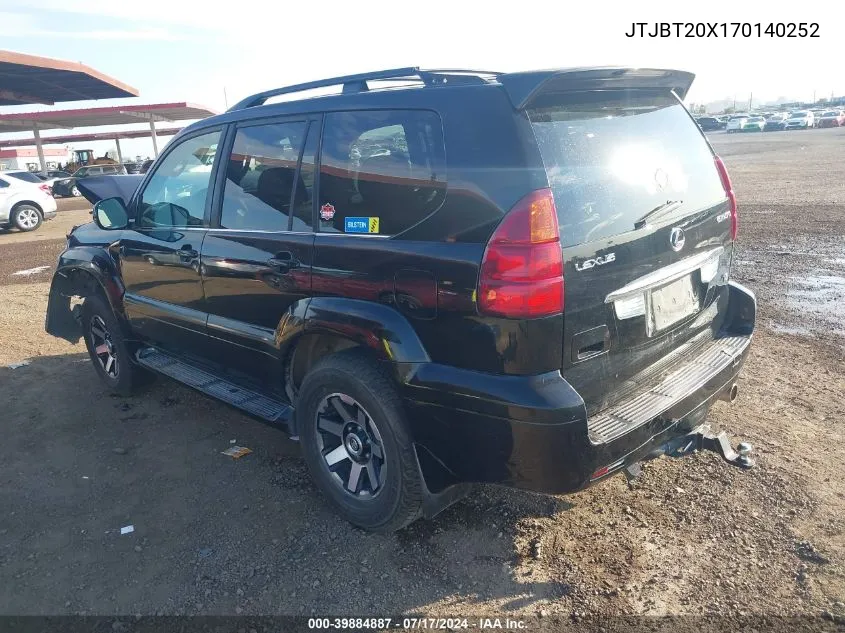 2007 Lexus Gx 470 VIN: JTJBT20X170140252 Lot: 39884887